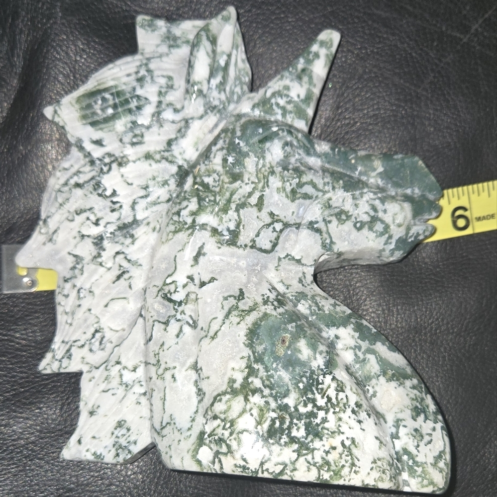 Moss Agate GORGEOUS Unicorn 6.3/4"x5.3/4" - Picture 12 of 14